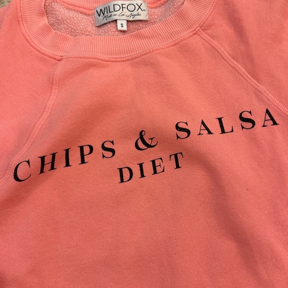 Wildfox Chips and Salsa Diet Pink Crew Neck Sweater S - Picture 5 of 6